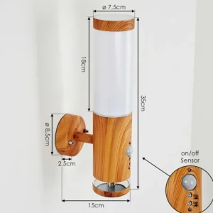 hofstein Applique murale d'extérieur Tenvik LED Brun, Couleur bois, 2 lumières, Détecteur de mouvement* Lampes Modernes