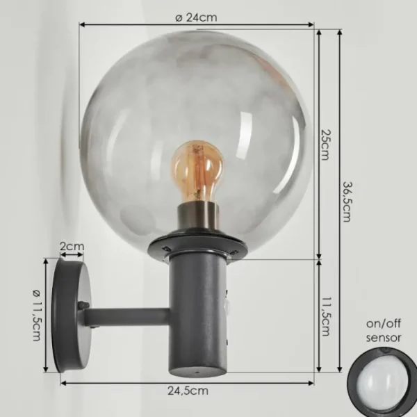 hofstein Applique murale d'extérieur Bostarenga Anthracite, 1 lumière, Détecteur de mouvement* Lampes Modernes