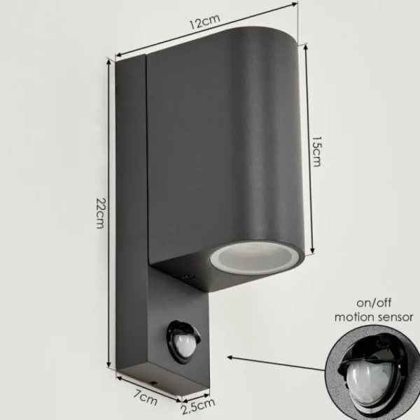 hofstein Applique murale d'extérieur Kingstown Anthracite, Transparent, 2 lumières, Détecteur de mouvement* Lampes Modernes
