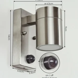 hofstein Applique murale d'extérieur Bessiebelle Acier inoxydable, 1 lumière, Détecteur de mouvement* Lampes Modernes