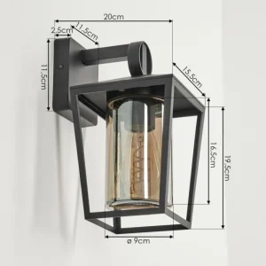 hofstein Applique murale d'extérieur Heinonen Noir, 1 lumière* Lampes Modernes