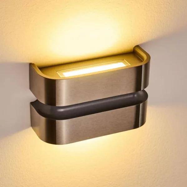 hofstein Applique murale d'extérieur Kolding LED Acier inoxydable, Noir, 1 lumière* Lampes Modernes