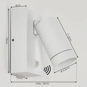 hofstein Applique murale d'extérieur Hakamken Blanc, 1 lumière, Détecteur de mouvement* Lampes Modernes