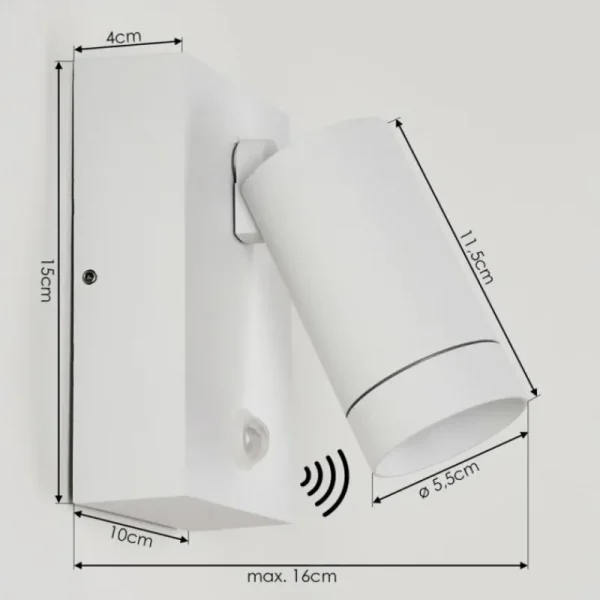 hofstein Applique murale d'extérieur Hakamken Blanc, 1 lumière, Détecteur de mouvement* Lampes Modernes