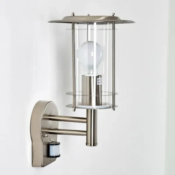 hofstein Applique murale d'extérieur Mulo Acier inoxydable, 1 lumière, Détecteur de mouvement* Lampes Modernes
