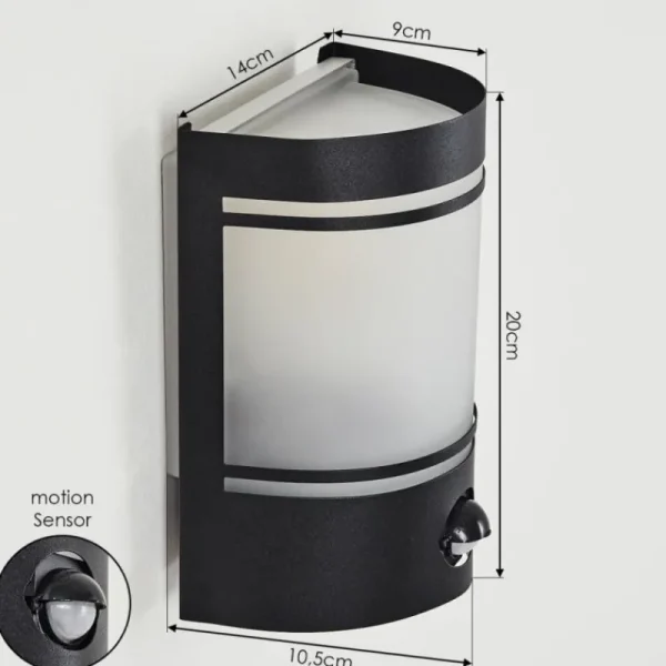 hofstein Applique murale d'extérieur Visnum Noir, Blanc, 1 lumière, Détecteur de mouvement* Lampes Modernes