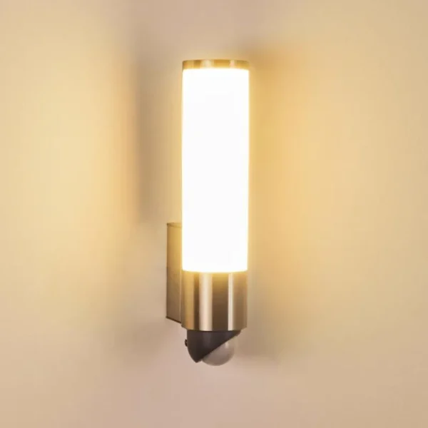 hofstein Applique murale d'extérieur Vasön LED Acier inoxydable, 1 lumière, Détecteur de mouvement* Lampes Modernes