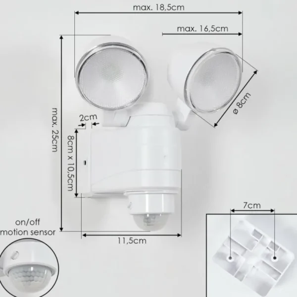 hofstein Applique murale d'extérieur Anyarhwi LED Blanc, 2 lumières, Détecteur de mouvement* Lampes Modernes