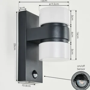 hofstein Applique murale d'extérieur Tiarp LED Noir, 2 lumières, Détecteur de mouvement* Lampes Modernes