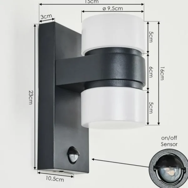 hofstein Applique murale d'extérieur Tiarp LED Noir, 2 lumières, Détecteur de mouvement* Lampes Modernes