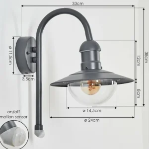 hofstein Applique murale d'extérieur Elima Anthracite, 1 lumière, Détecteur de mouvement* Lampes Modernes
