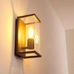 hofstein Applique murale d'extérieur Faroer Noir, 1 lumière, Détecteur de mouvement* Lampes Modernes