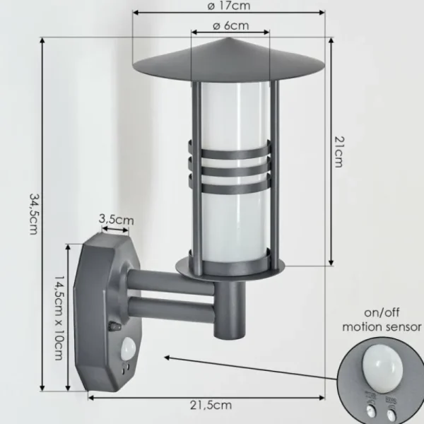hofstein Applique murale d'extérieur Forli Anthracite, 1 lumière, Détecteur de mouvement* Lampes Modernes