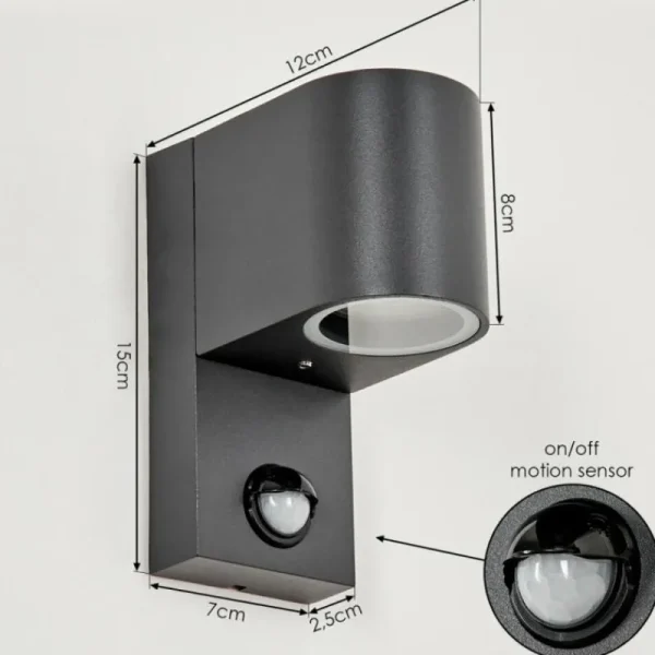 hofstein Applique murale d'extérieur Kingstown Anthracite, Transparent, 1 lumière, Détecteur de mouvement* Lampes Modernes