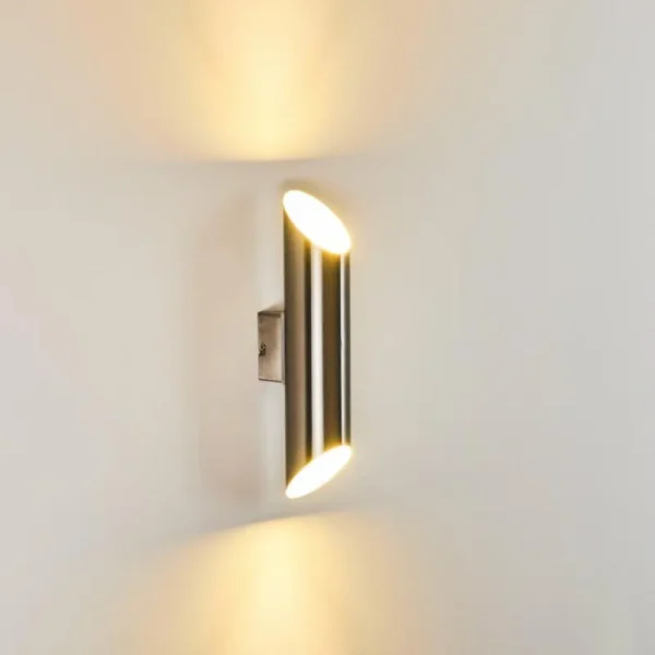 hofstein Applique murale d'extérieur Saulcy LED Acier inoxydable, 2 lumières* Lampes Modernes