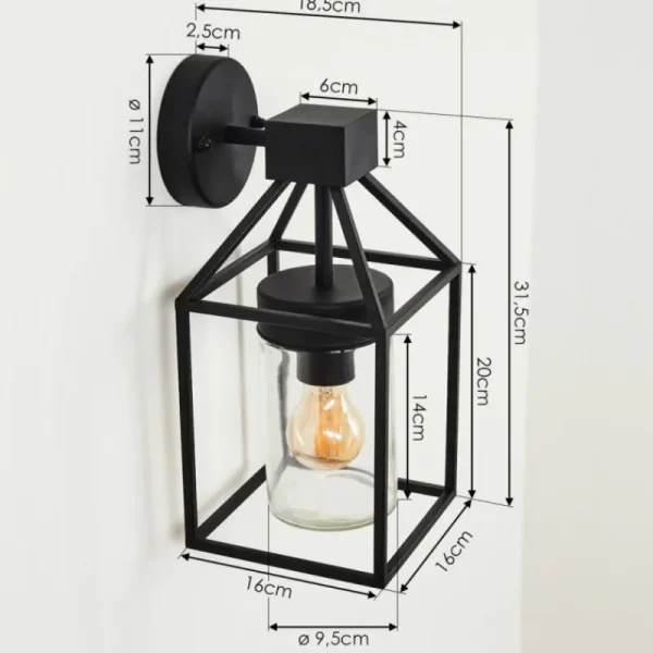 hofstein Applique murale d'extérieur Fiskenes Noir, 1 lumière* Lampes Modernes