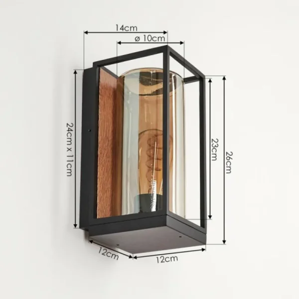 hofstein Applique murale d'extérieur Palanga Brun, Couleur bois, Noir, 1 lumière* Lampes Modernes