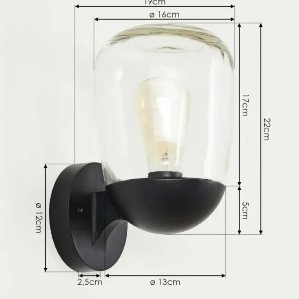 hofstein Applique murale d'extérieur Ystheim Noir, 1 lumière* Lampes Modernes
