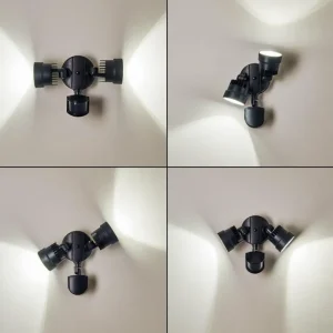 hofstein Applique murale d'extérieur Emmerlev LED Noir, 2 lumières, Détecteur de mouvement* Lampes Modernes