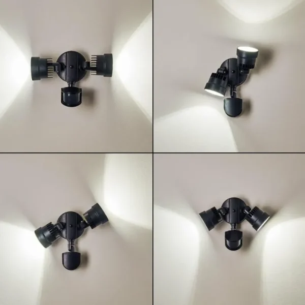 hofstein Applique murale d'extérieur Emmerlev LED Noir, 2 lumières, Détecteur de mouvement* Lampes Modernes