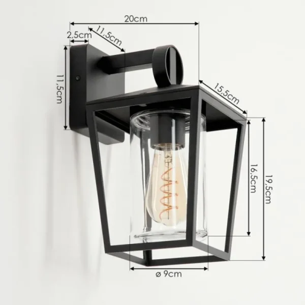 hofstein Applique murale d'extérieur Heinonen Noir, 1 lumière* Lampes Modernes