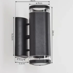 hofstein Applique murale d'extérieur Amyton Noir, 2 lumières* Lampes Modernes