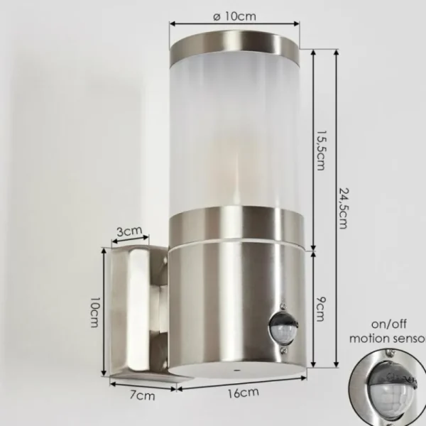 hofstein Applique murale d'extérieur Tolsona Nickel mat, 1 lumière, Détecteur de mouvement* Lampes Modernes