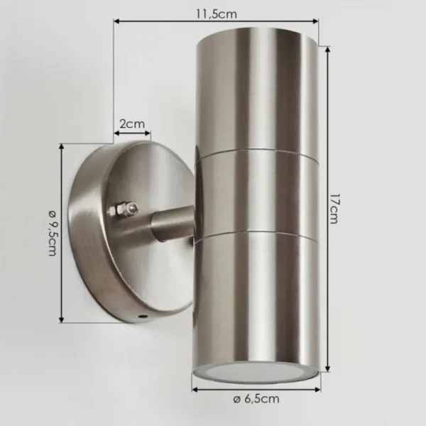 hofstein Applique murale d'extérieur Bessiebelle Acier inoxydable, 2 lumières* Lampes Modernes