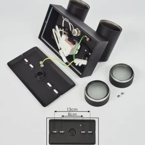 hofstein Applique murale d'extérieur Hakamken Noir, 2 lumières, Détecteur de mouvement* Lampes Modernes