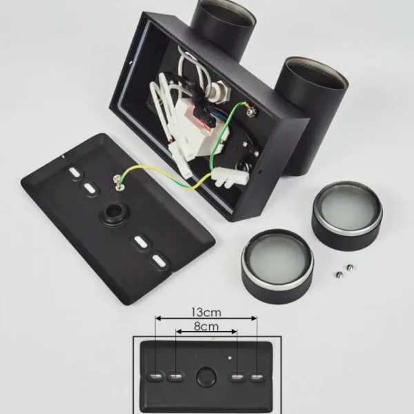 hofstein Applique murale d'extérieur Hakamken Noir, 2 lumières, Détecteur de mouvement* Lampes Modernes