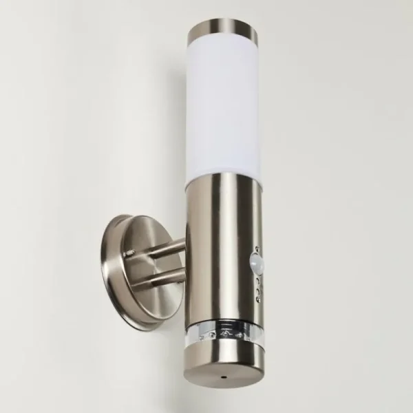 hofstein Applique murale d'extérieur Walise Acier inoxydable, 1 lumière, Détecteur de mouvement* Lampes Modernes