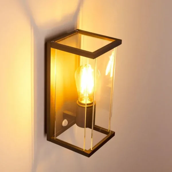 hofstein Applique murale d'extérieur Faroer Noir, 1 lumière, Détecteur de mouvement* Lampes Modernes