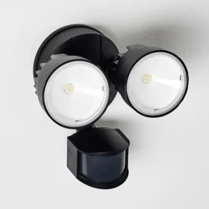 hofstein Applique murale d'extérieur Emmerlev LED Noir, 2 lumières, Détecteur de mouvement* Lampes Modernes