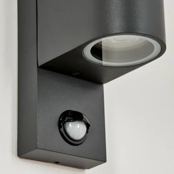 hofstein Applique murale d'extérieur Kingstown Anthracite, Transparent, 2 lumières, Détecteur de mouvement* Lampes Modernes