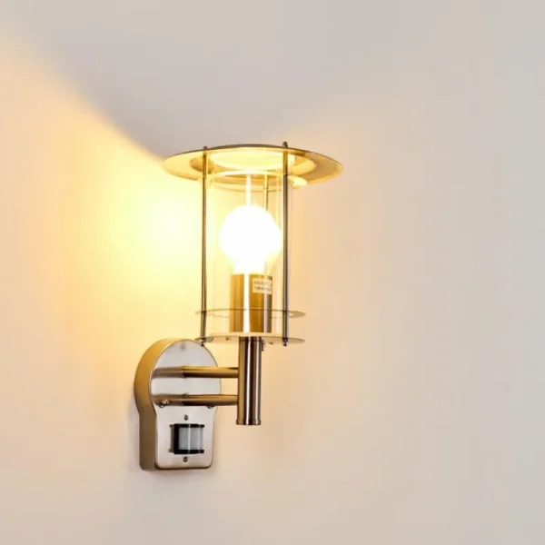 hofstein Applique murale d'extérieur Mulo Acier inoxydable, 1 lumière, Détecteur de mouvement* Lampes Modernes