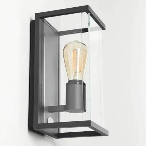 hofstein Applique murale d'extérieur Faroer Noir, 1 lumière, Détecteur de mouvement* Lampes Modernes