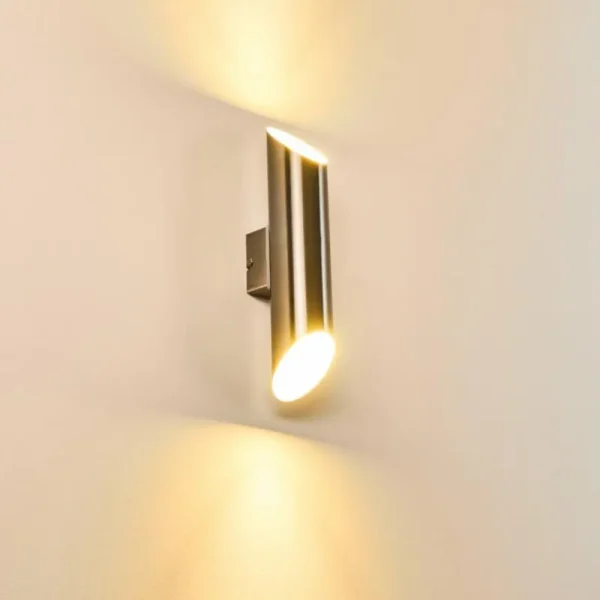 hofstein Applique murale d'extérieur Saulcy LED Acier inoxydable, 2 lumières* Lampes Modernes