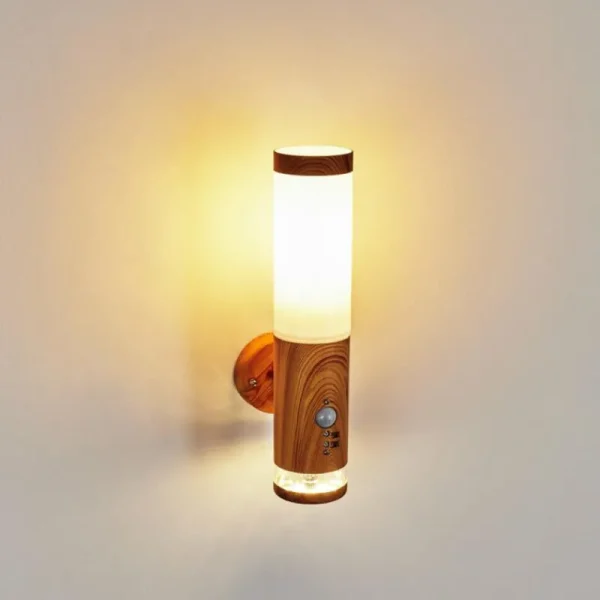 hofstein Applique murale d'extérieur Tenvik LED Brun, Couleur bois, 2 lumières, Détecteur de mouvement* Lampes Modernes