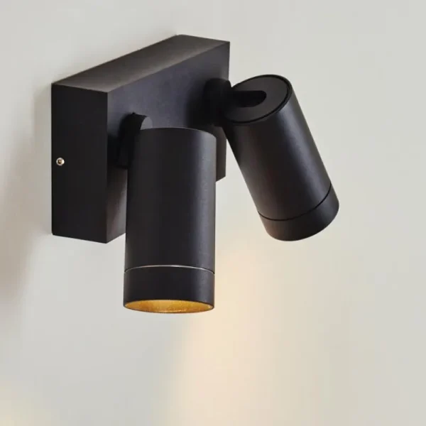 hofstein Applique murale d'extérieur Hakamken Noir, 2 lumières, Détecteur de mouvement* Lampes Modernes