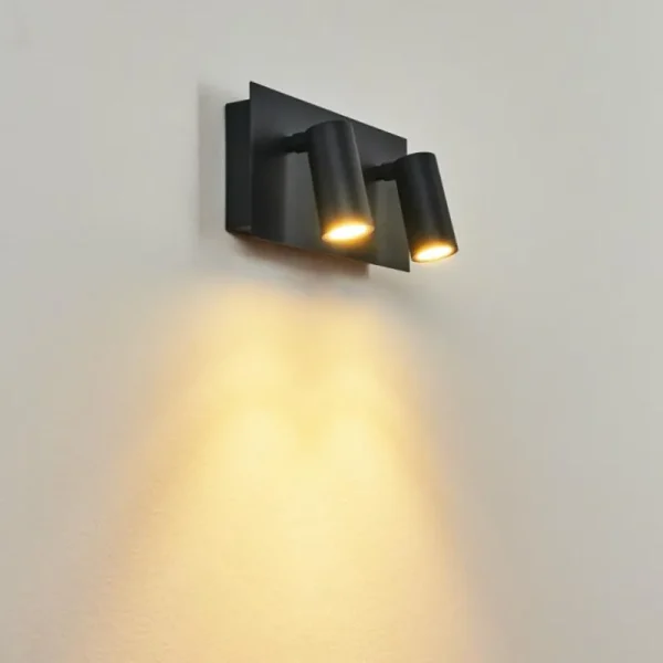 hofstein Applique murale d'extérieur Saeter LED Noir, 2 lumières, Détecteur de mouvement* Lampes Modernes