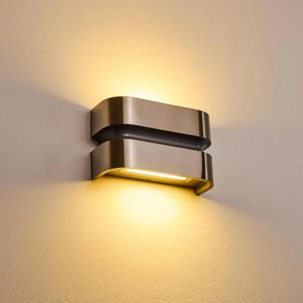 hofstein Applique murale d'extérieur Kolding LED Acier inoxydable, Noir, 1 lumière* Lampes Modernes
