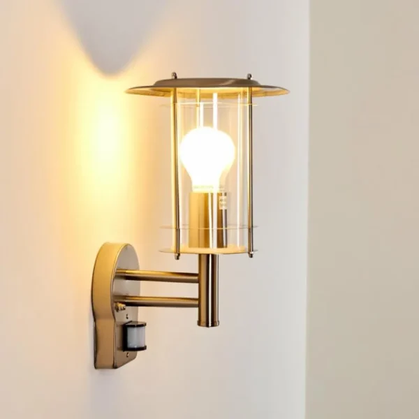 hofstein Applique murale d'extérieur Mulo Acier inoxydable, 1 lumière, Détecteur de mouvement* Lampes Modernes
