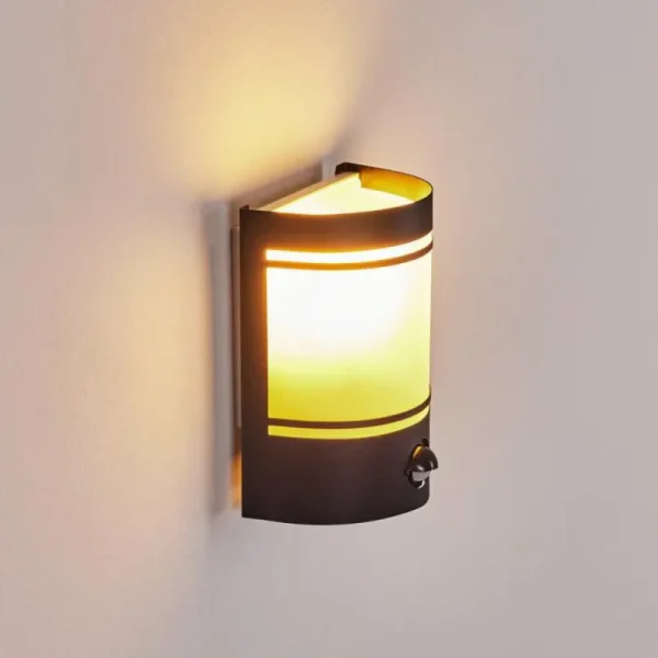 hofstein Applique murale d'extérieur Visnum Noir, Blanc, 1 lumière, Détecteur de mouvement* Lampes Modernes