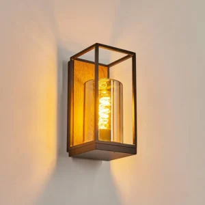 hofstein Applique murale d'extérieur Palanga Brun, Couleur bois, Noir, 1 lumière* Lampes Modernes