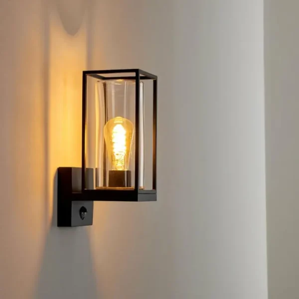 hofstein Applique murale d'extérieur Palanga Noir, 1 lumière, Détecteur de mouvement* Lampes Modernes