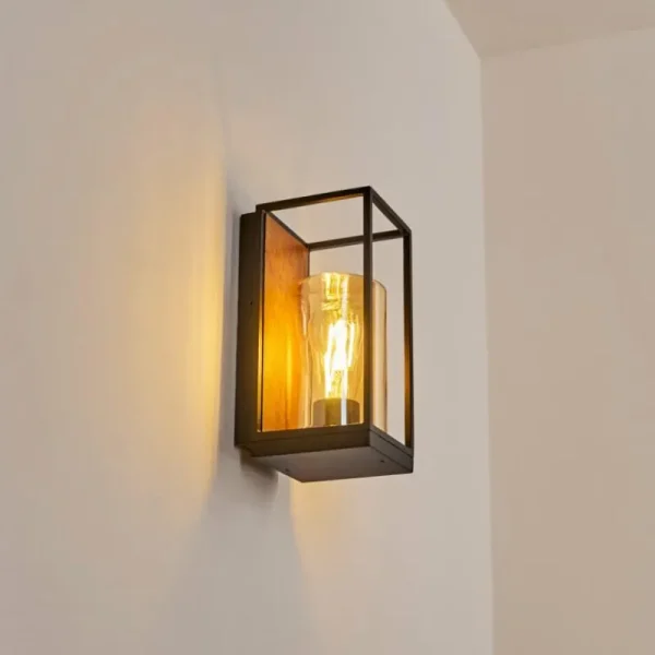 hofstein Applique murale d'extérieur Palanga Brun, Couleur bois, Noir, 1 lumière* Lampes Modernes