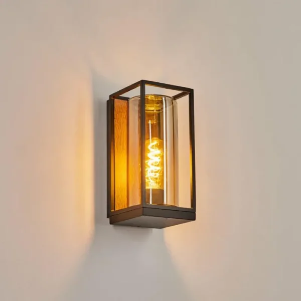 hofstein Applique murale d'extérieur Palanga Brun, Couleur bois, Noir, 1 lumière* Lampes Modernes