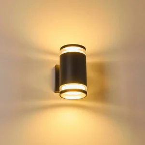 hofstein Applique murale d'extérieur Macoupin Noir, 2 lumières* Lampes Modernes