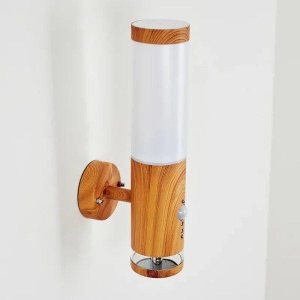 hofstein Applique murale d'extérieur Tenvik LED Brun, Couleur bois, 2 lumières, Détecteur de mouvement* Lampes Modernes