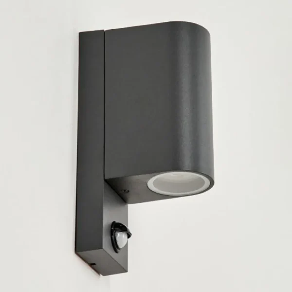 hofstein Applique murale d'extérieur Kingstown Anthracite, Transparent, 2 lumières, Détecteur de mouvement* Lampes Modernes